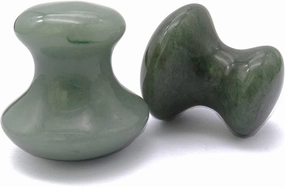Jade Scraping Facial Massage Tool, Natural Rose Quartz & Green Aventurine & Opal Mushroom Scraping Stone Facial, Anti-Cellulite Facial Beauty and Skin Care (Green Aventurine)