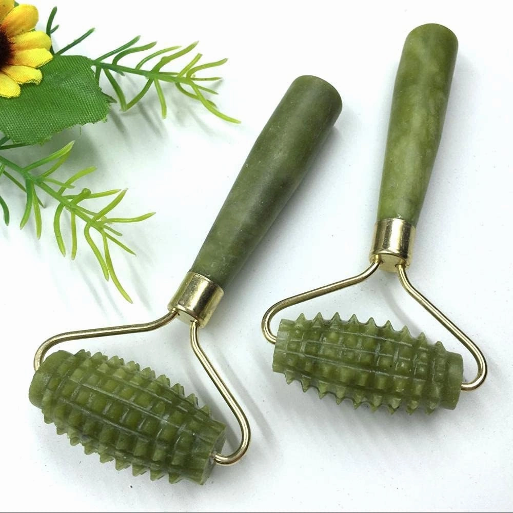 Jade Stone Facial Massage Roller, for Face Eye Face Neck Natural Massager Guasha Scraper Thin Lift Beauty Slimming Tools Roller-1 pc