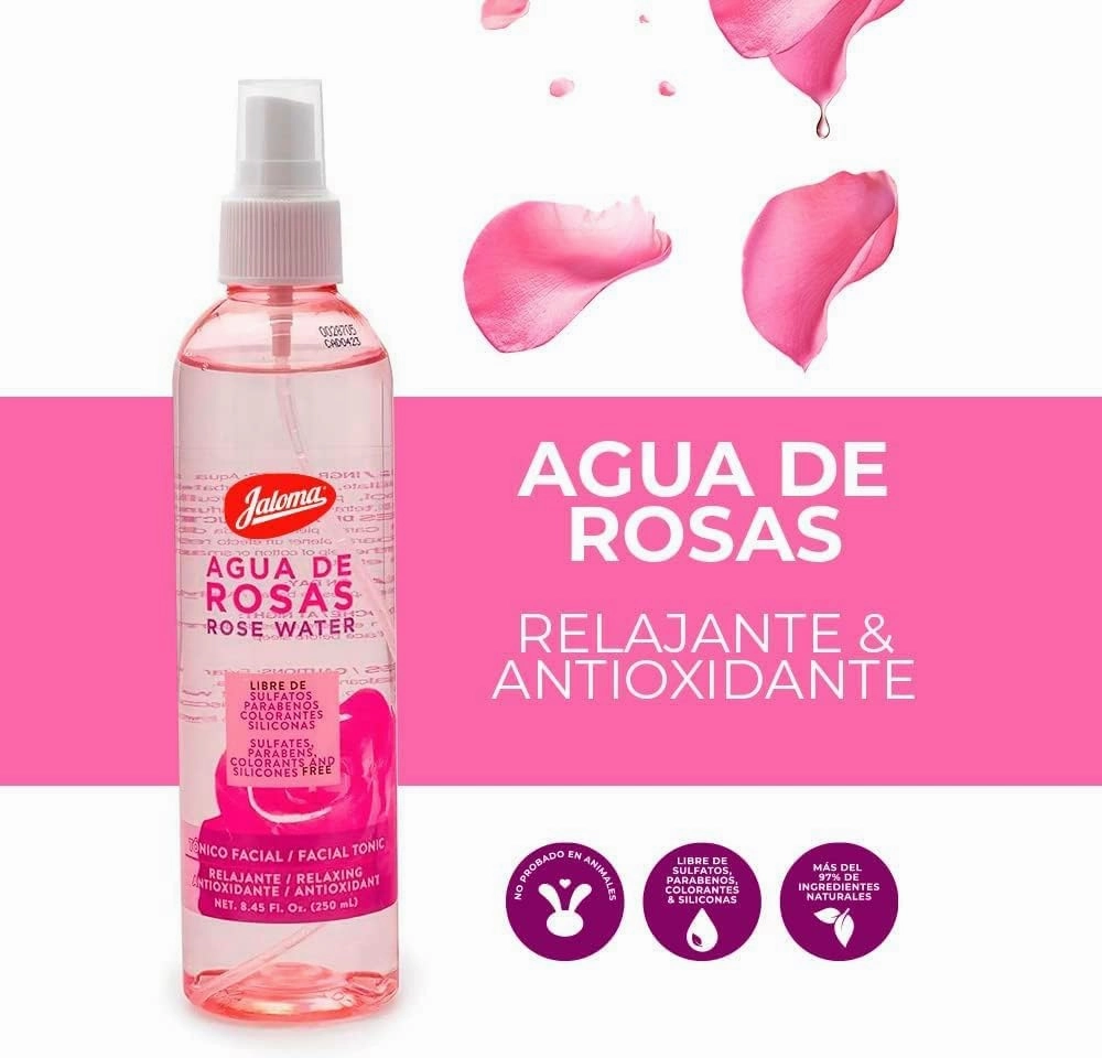 Jaloma | Agua de Rosas, Tónico Facial, Relajante, Antioxidante, 250ml
