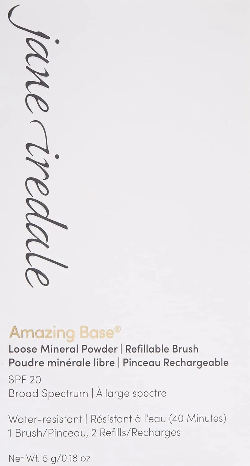 jane iredale Amazing Base Loose Mineral Powder, Luminous Foundation with SPF 20, Oil Free, Talc Free & Weightless, Vegan & Cruelty-Free Makeup