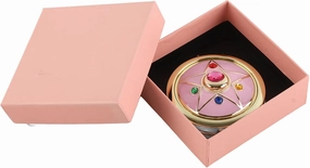 Japanese Anime Style Flip Cover Makeup Mirror - Portable Folding Cosmetic Mirror with Silver Crystal Design, Cute and Compact for Travel