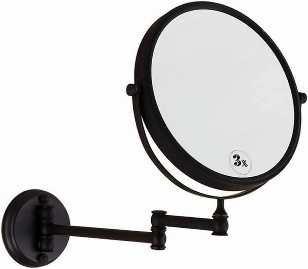 JCAKES Makeup Vanity Mirror,Two-Sided Wall Mounted Beauty Mirror 3X Magnification Bathroom Mirror 360°Swivel Extendable Cosmetic Mirror,Black