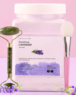 Jelly Face Mask for Facials - Lavender Hydrating, Brightening & Nourishing Jelly Mask with Free Jade Roller & Spatula | Professional Hydrojelly Masks | Vajacial Jelly Mask | 23 Oz Jar Skin Care