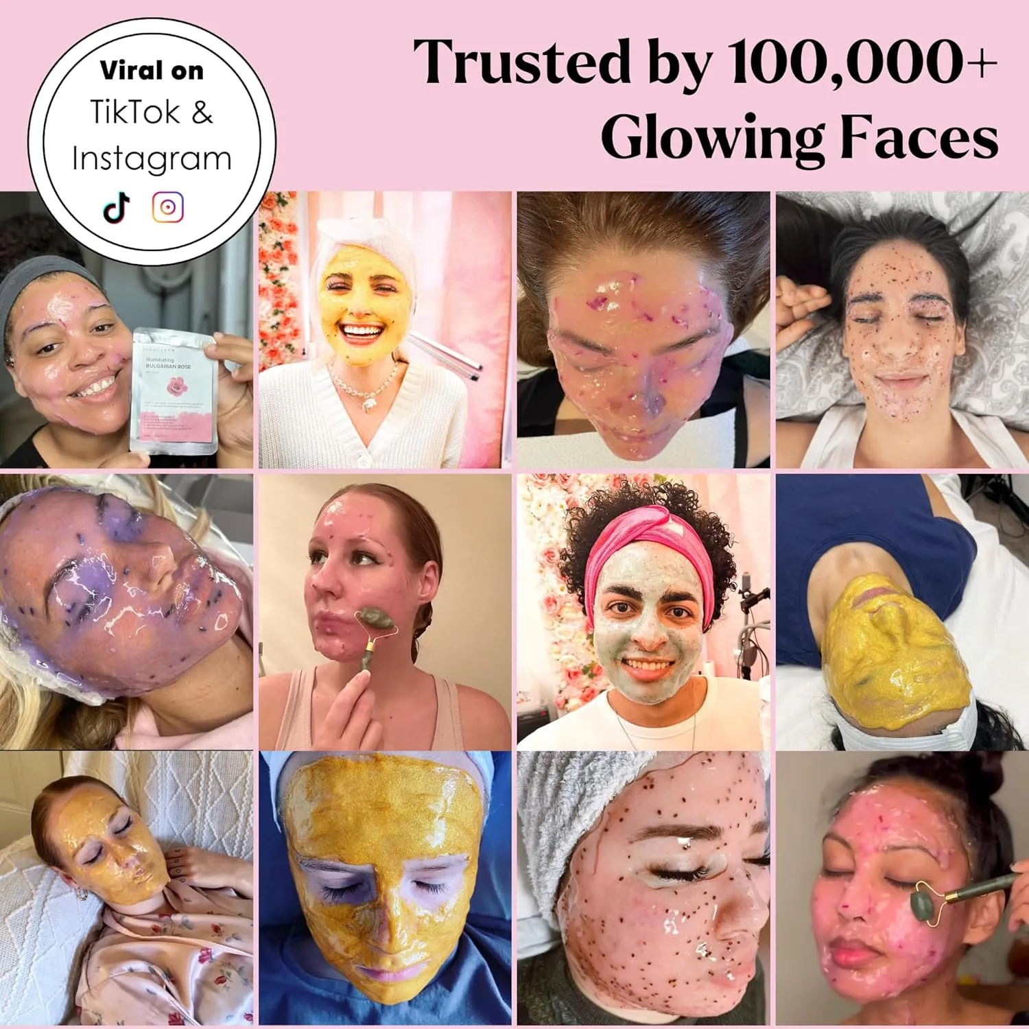 Jelly Mask for Facials - 12 Flavors Hydrating & Brightening Jelly Face Masks | Free Jade Roller & Spatula | Bulgarian Rose, Lavender, Hyaluronic Acid, 24K Gold face mask skin care |Vajacial Jelly Mask