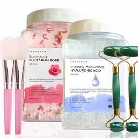 Jelly Face Mask for Facials - Rose   Hyaluronic Acid (Pack of 2) - Hydrating Glowing & Nourishing - Free Jade Roller & Spatula - Professional Hydrojelly Masks -Perfect for Vajacial - 46 Oz Jar