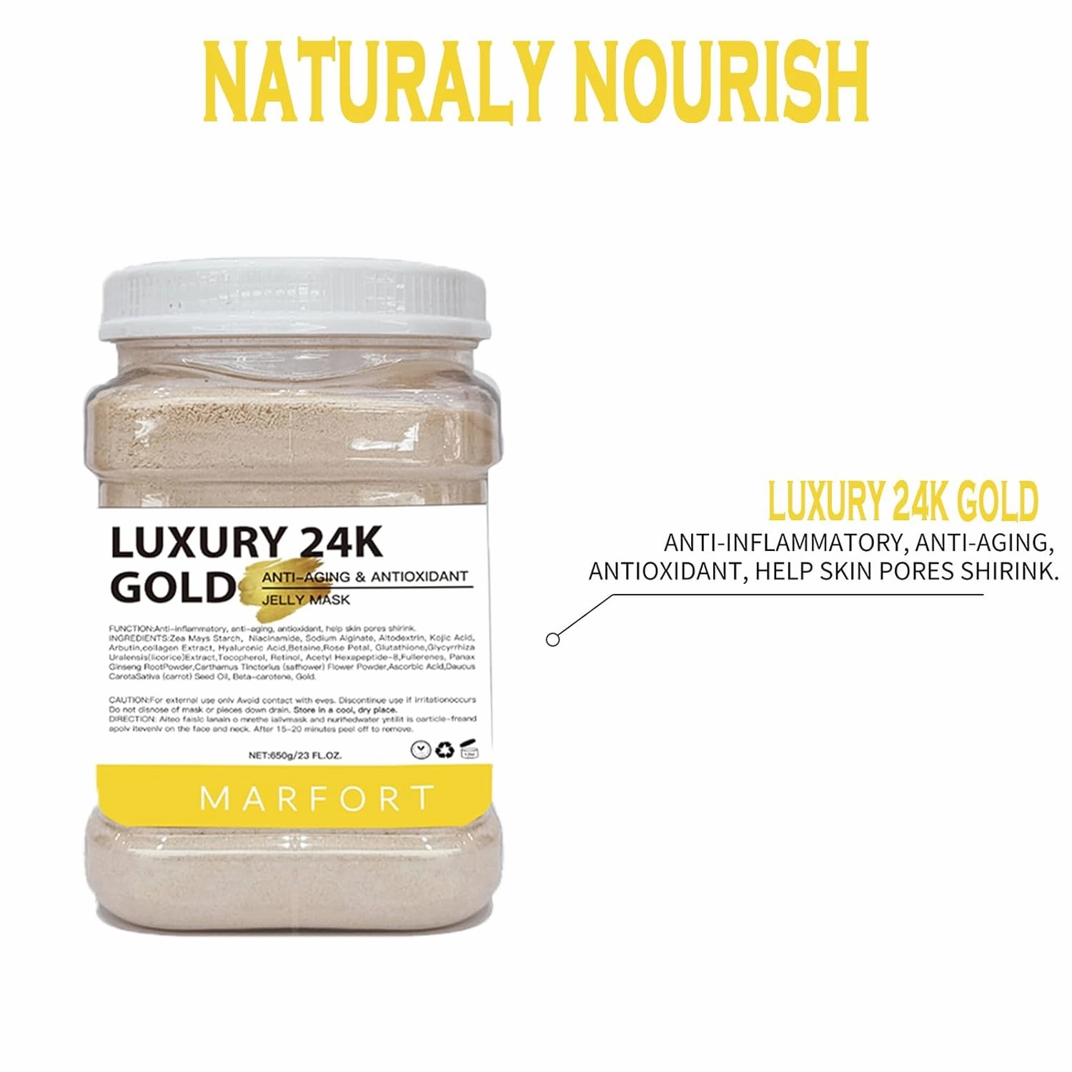 Jelly Mask for Facials Peel-Off Powder Hydrojelly Mask Peel Off Face Masks SkinCare Combination with Professional Skincare Spa Moisturizing & Hydrating 23 Fl Oz (24K Gold)