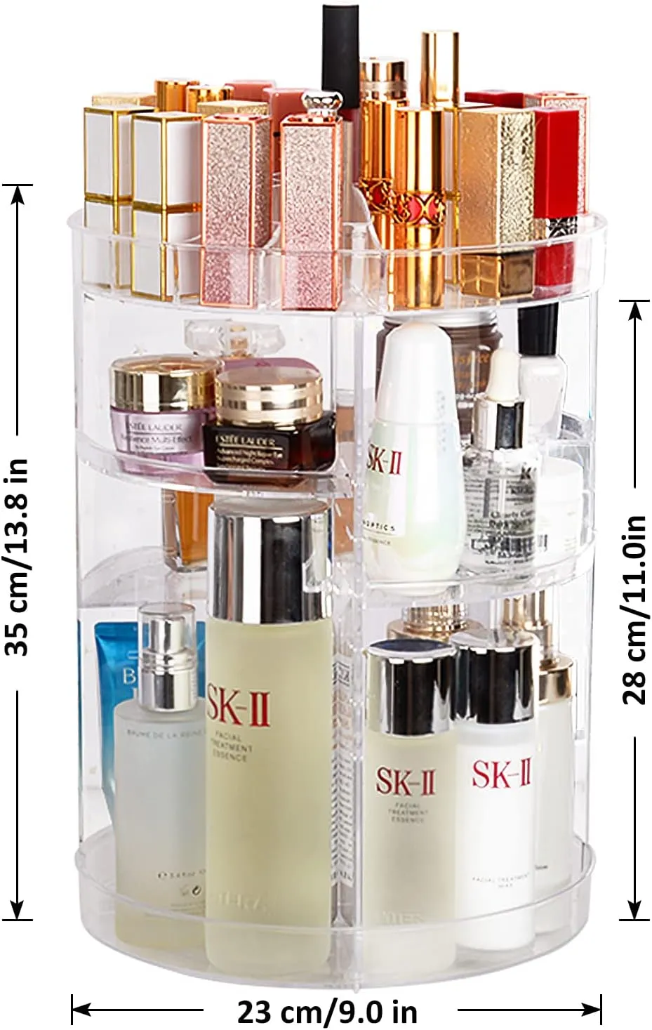 JessLab Makeup Organizer, 360 Degree Rotating Adjustable Cosmetic Organizer Makeup Storage Carousel Brush Lipstick Holder for Bathroom Vanity, Multi-Function and Large Capacity, Glossy Pattern