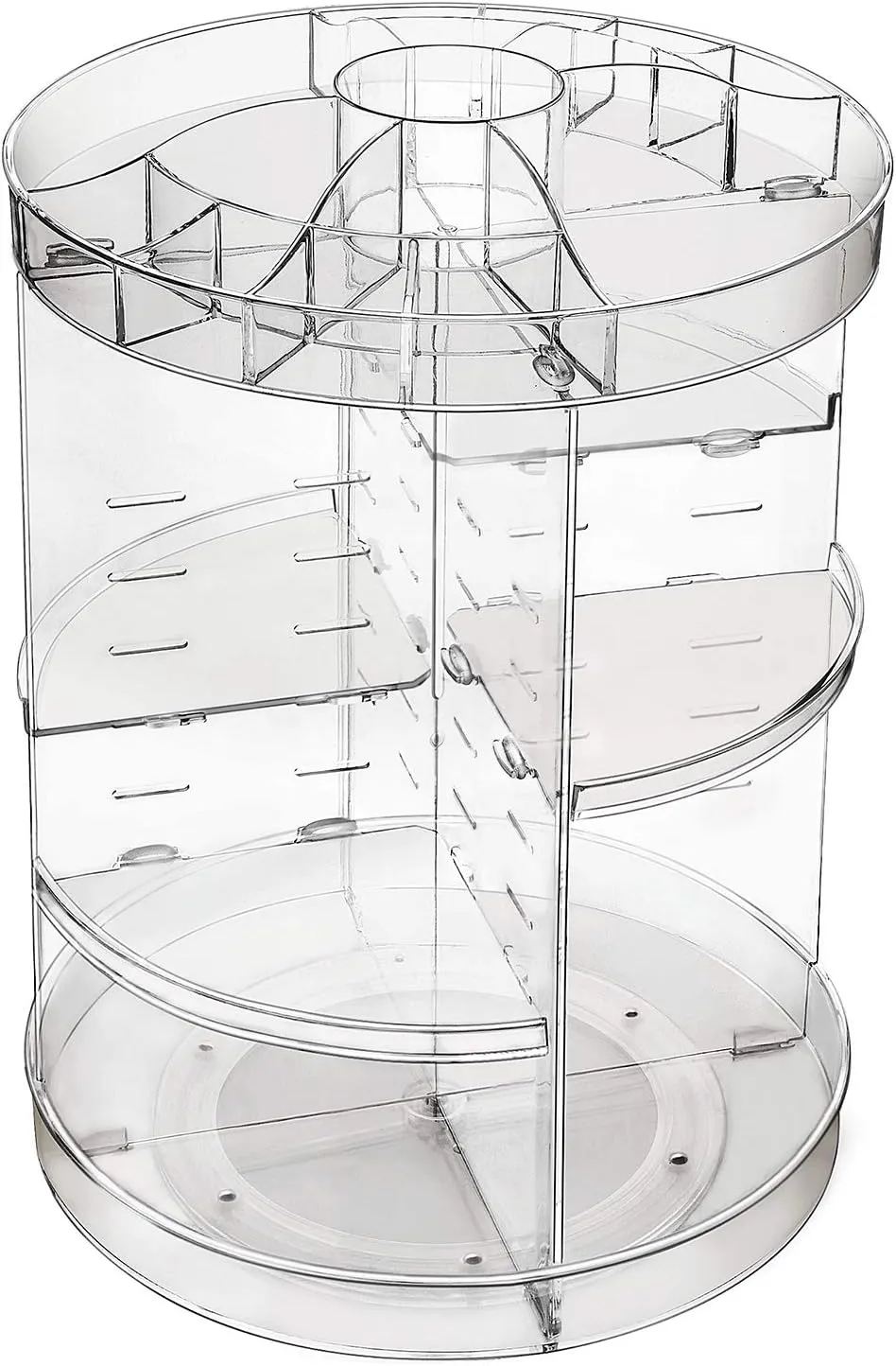 JessLab Makeup Organizer, 360 Degree Rotating Adjustable Cosmetic Organizer Makeup Storage Carousel Brush Lipstick Holder for Bathroom Vanity, Multi-Function and Large Capacity, Glossy Pattern