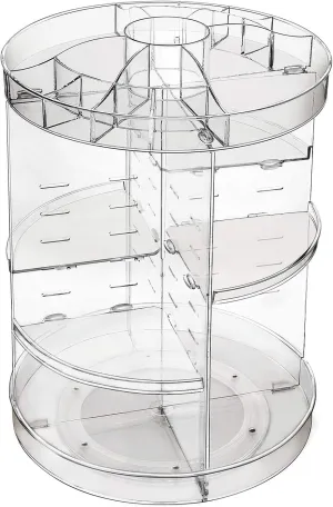 JessLab Makeup Organizer, 360 Degree Rotating Adjustable Cosmetic Organizer Makeup Storage Carousel Brush Lipstick Holder for Bathroom Vanity, Multi-Function and Large Capacity, Glossy Pattern