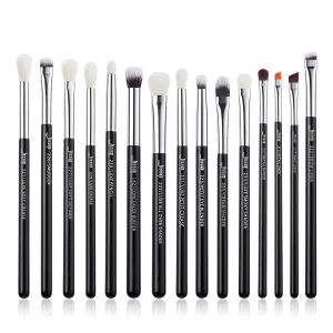 Jessup Eye Makeup Brushes Set Professional 15pcs with Eyeshadow Blending Concealer Eyebrow Eyliner Brush (Pearl Black/Silver)