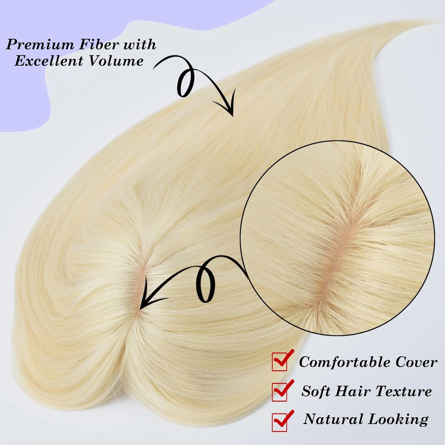 JGS1996 Hair Toppers for Women with Thinning Hair Synthetic Fiber Clip in Hair Pieces 7 * 7 Inch Large Base Wiglets with Bangs Hair Extension Hairpieces 18 Inch Bleach Blonde