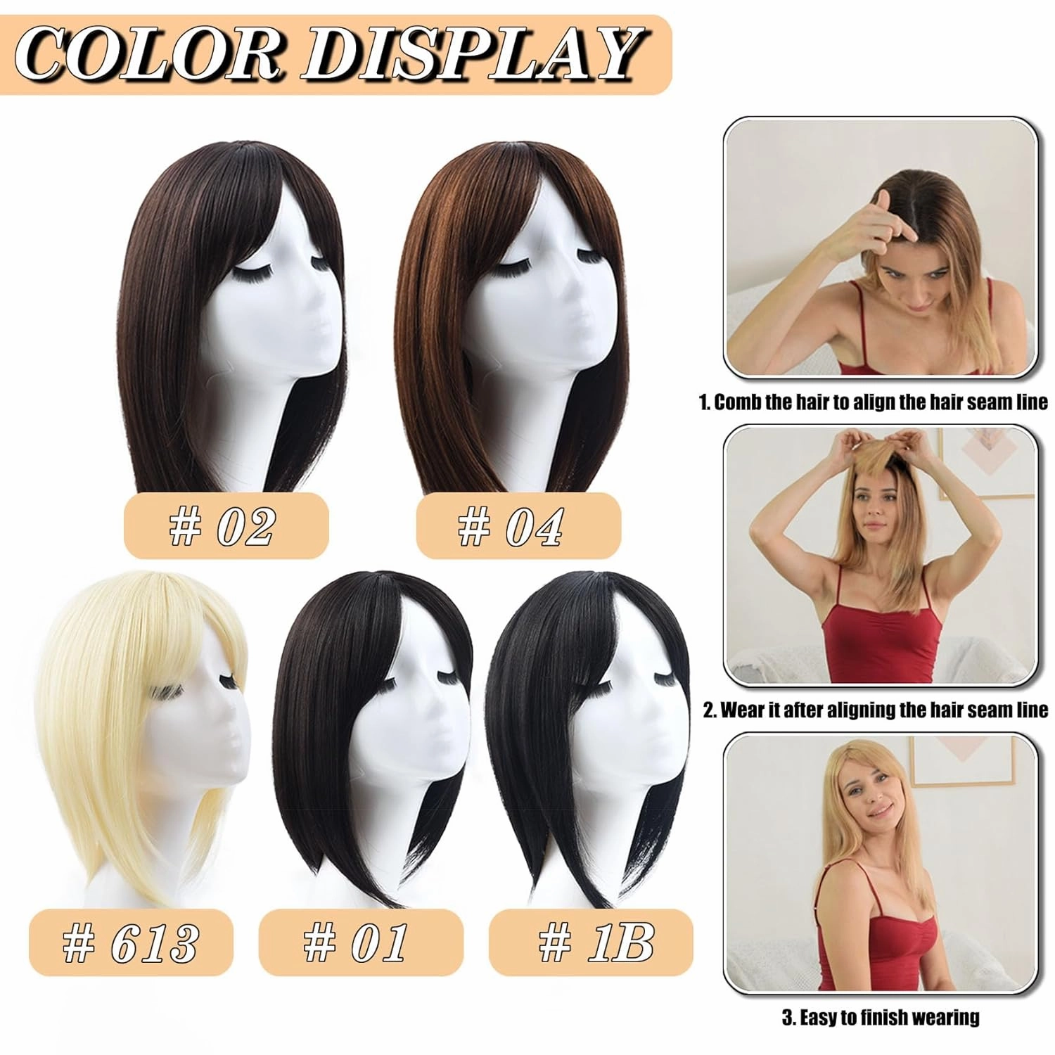 JGS1996 Hair Toppers for Women with Thinning Hair Synthetic Fiber Clip in Hair Pieces 7 * 7 Inch Large Base Wiglets with Bangs Hair Extension Hairpieces 18 Inch Bleach Blonde