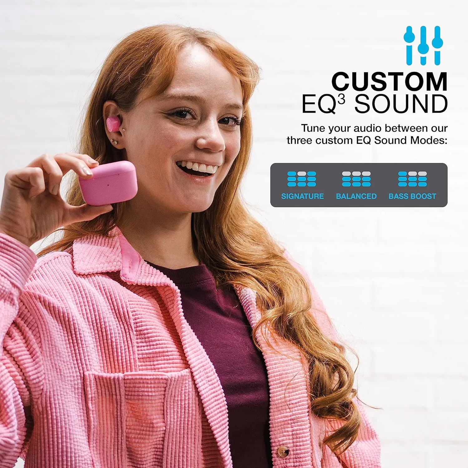 JLab Go Air Pop True Wireless Bluetooth Earbuds & Charging Case, Pink, Dual Connect, IPX4 Sweat Resistance, Bluetooth 5 Connection, 3 EQ Sound Settings Signature, Balanced, Bass Boost