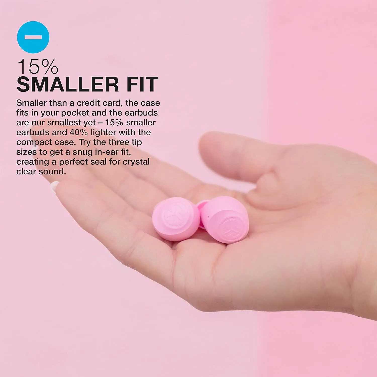 JLab Go Air Pop True Wireless Bluetooth Earbuds & Charging Case, Pink, Dual Connect, IPX4 Sweat Resistance, Bluetooth 5 Connection, 3 EQ Sound Settings Signature, Balanced, Bass Boost