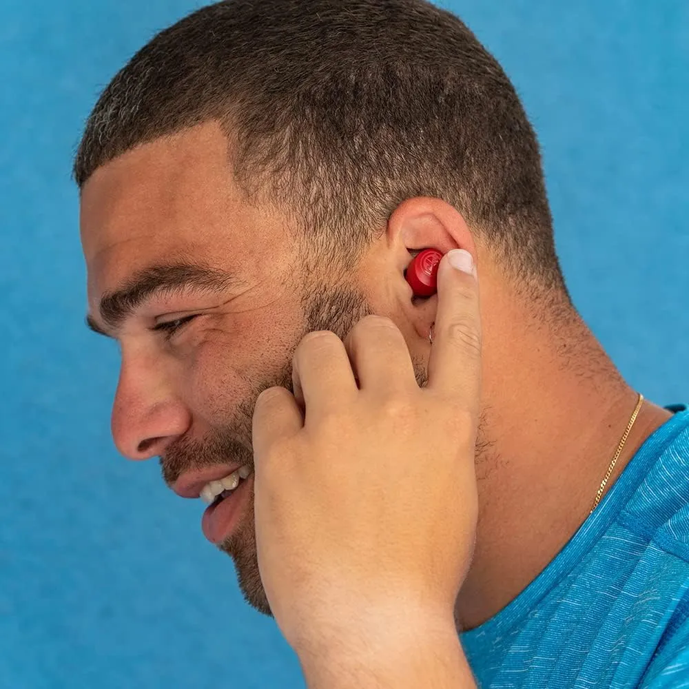 JLab Go Air Pop True Wireless Bluetooth Earbuds & Charging Case, Rose Red, Dual Connect, IPX4 Sweat Resistance, Bluetooth 5 Connection, 3 EQ Sound Settings Signature, Balanced, Bass Boost