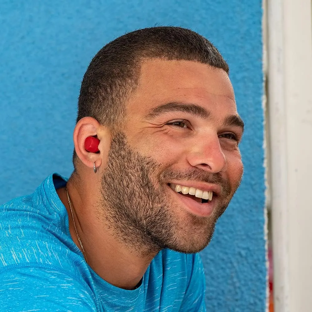 JLab Go Air Pop True Wireless Bluetooth Earbuds & Charging Case, Rose Red, Dual Connect, IPX4 Sweat Resistance, Bluetooth 5 Connection, 3 EQ Sound Settings Signature, Balanced, Bass Boost