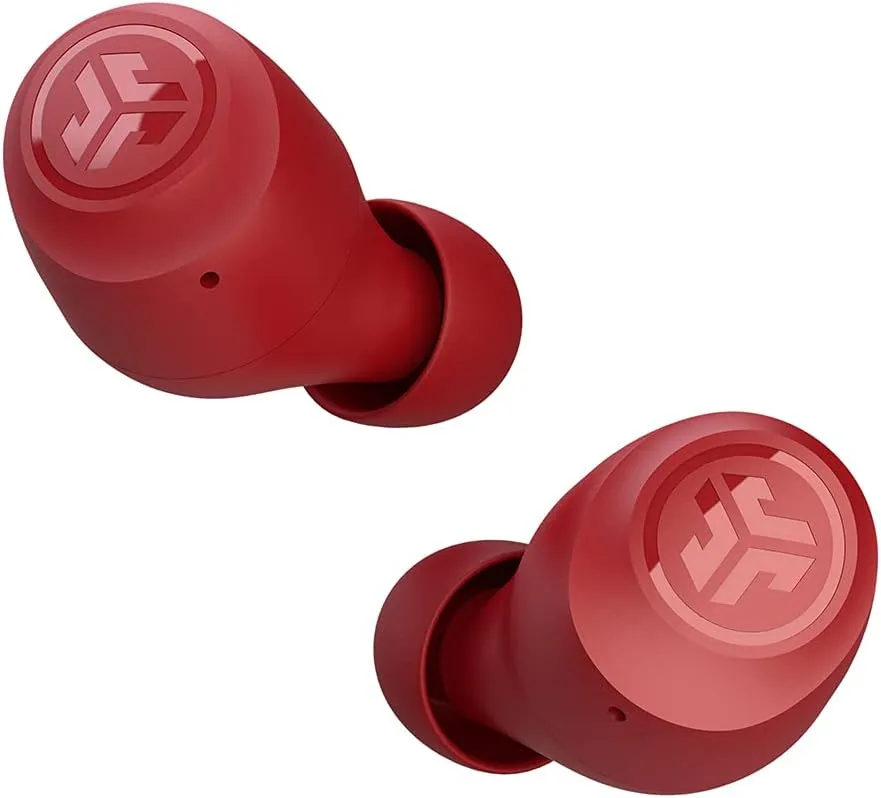 JLab Go Air Pop True Wireless Bluetooth Earbuds & Charging Case, Rose Red, Dual Connect, IPX4 Sweat Resistance, Bluetooth 5 Connection, 3 EQ Sound Settings Signature, Balanced, Bass Boost
