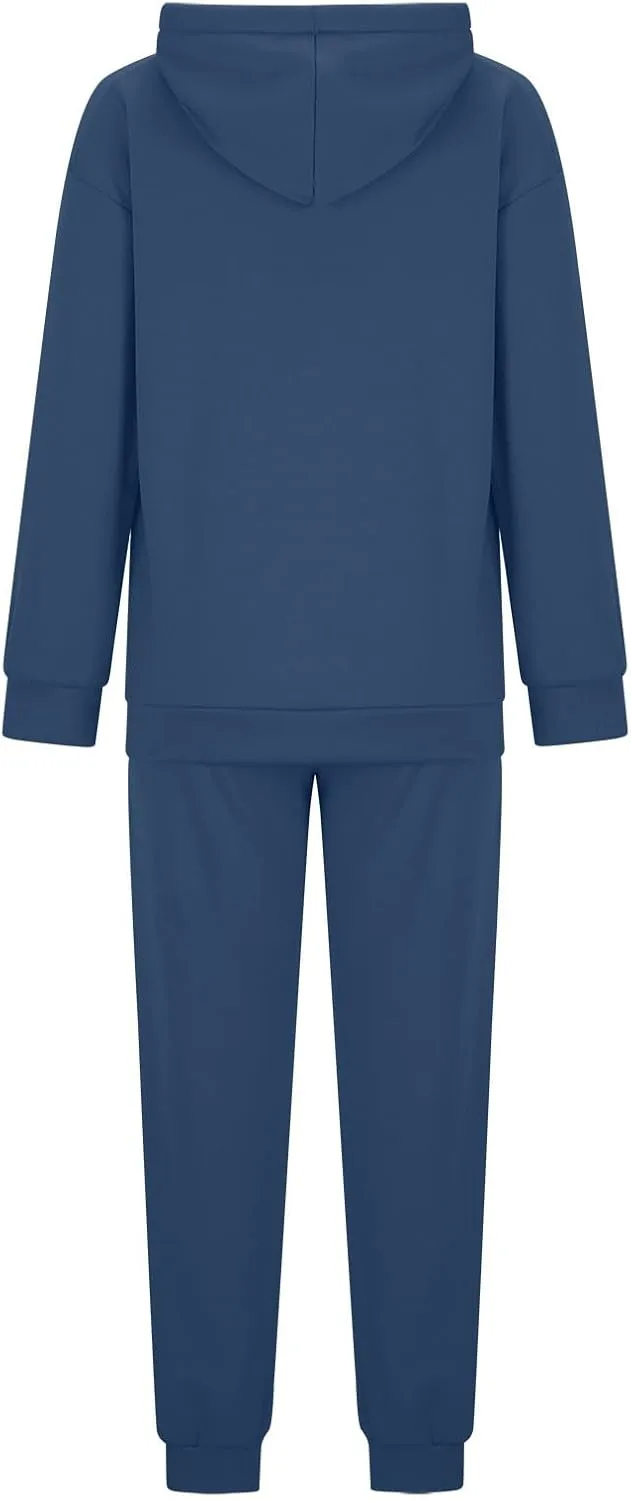 Jogger Sets For Women 2 Piece Sweatsuit Fashion Solid Hooded Long Sleeved long Pants Hoodie Set Tracksuit