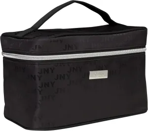 Jones New York Women's Cosmetics Bag - Travel Makeup and Toiletries Train Case Organizer, Black Tonal Logo