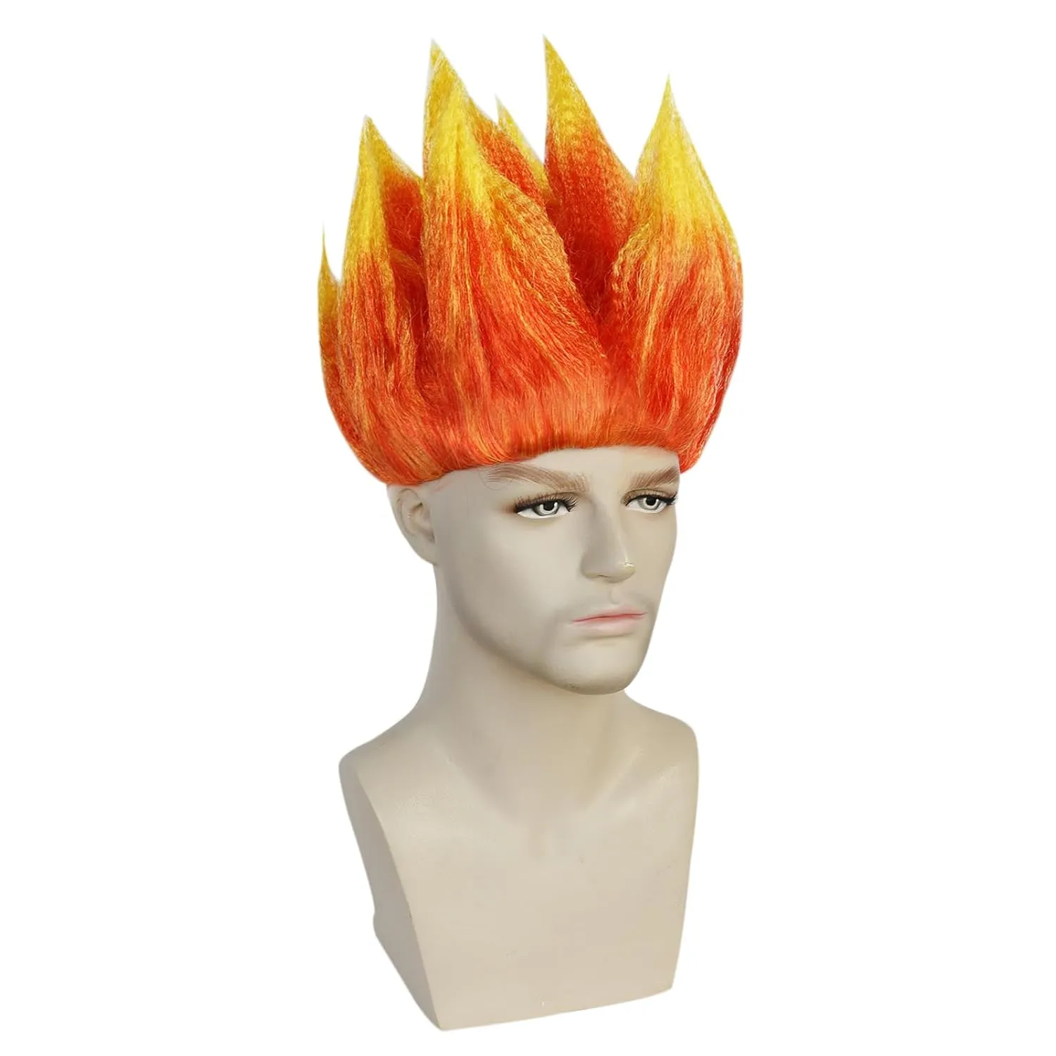 JoneTing Angry Wig Flame Fire Wigs 【 Hair Cap】 Short Red Ombre Wig for Men Women Cosplay Halloween Costume Red Hairs for Cosplay Party Flame Shape Hairs for Halloween Party