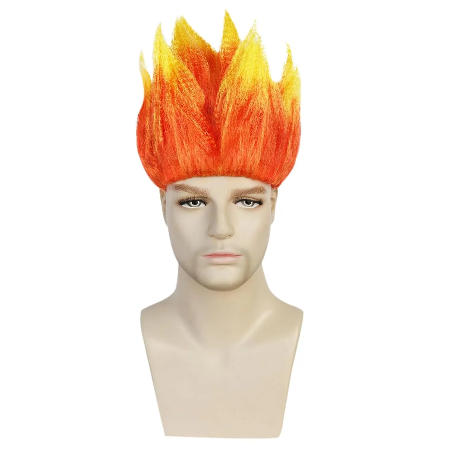 JoneTing Angry Wig Flame Fire Wigs 【 Hair Cap】 Short Red Ombre Wig for Men Women Cosplay Halloween Costume Red Hairs for Cosplay Party Flame Shape Hairs for Halloween Party