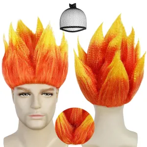 JoneTing Angry Wig Flame Fire Wigs 【 Hair Cap】 Short Red Ombre Wig for Men Women Cosplay Halloween Costume Red Hairs for Cosplay Party Flame Shape Hairs for Halloween Party