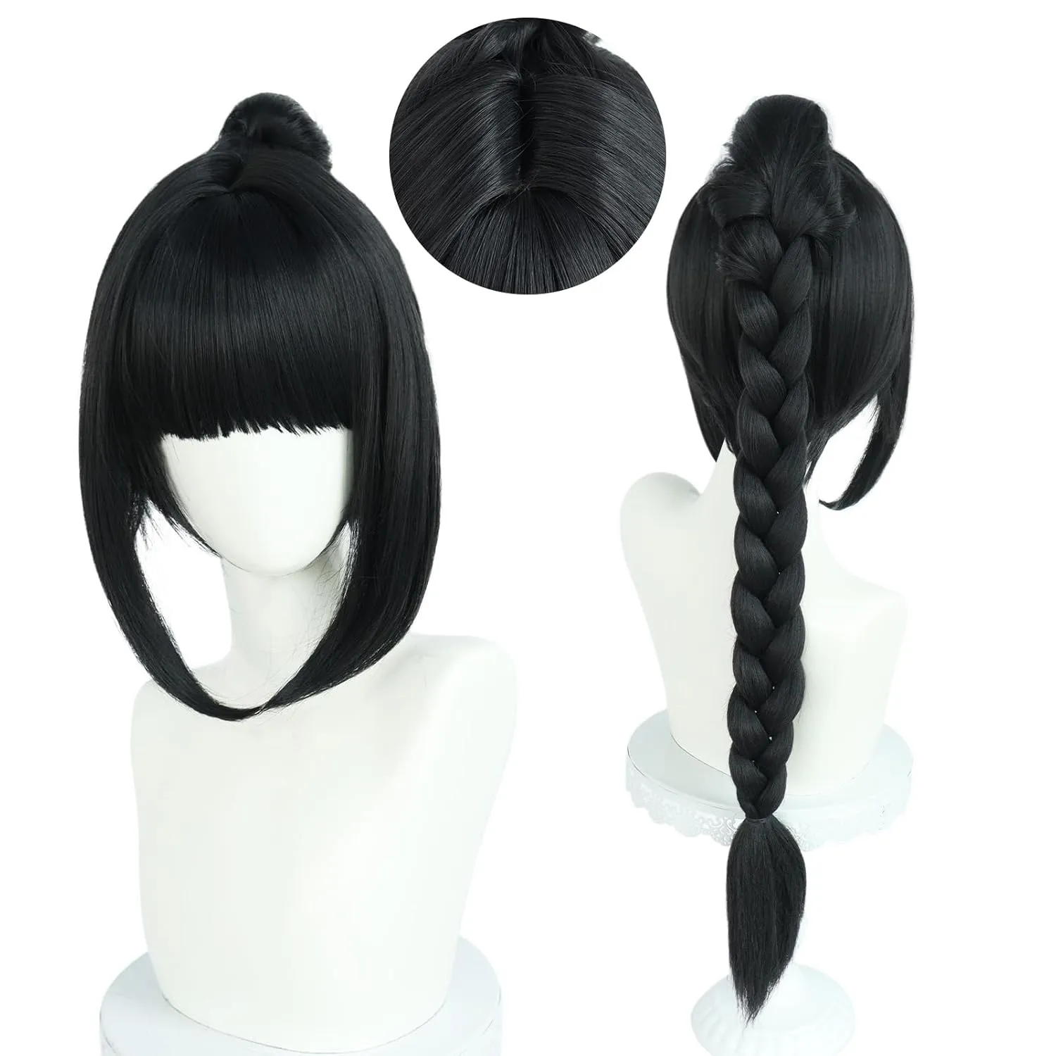 JoneTing Black Braided Wig【 Wig Cap】 Long Black Ponytail Wig with Braids for Women Shadow Cosplay wig Black Ponytail Wig Long Braided Wig BG3 Cosplay Wig for Party Shadow Costume Outfit Halloween