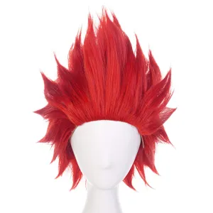 JoneTing Reddish Angry Wigs Men【  Wig Cap】 Short Red Spiky Wig Short Wavy Red Crazy Hair Reded Spiky Cosplay Hair for Costume Reddish Funny Wigs Halloween Outfit Peluca Roja Chrismas Party for Men