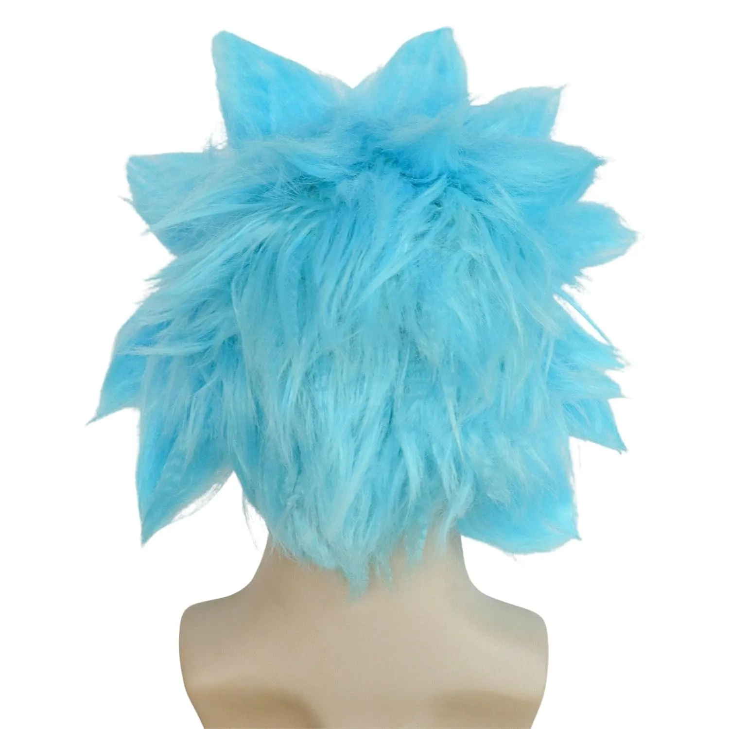 JoneTing Short Blue Spiky Wig 【 Hair Cap  Unibrow】 Short Blue Spiked Wigs for Men Blued Cosplay Wig Adults Blued Funny Wigs for Halloween Peluca Azul Party for Anime Cosplay