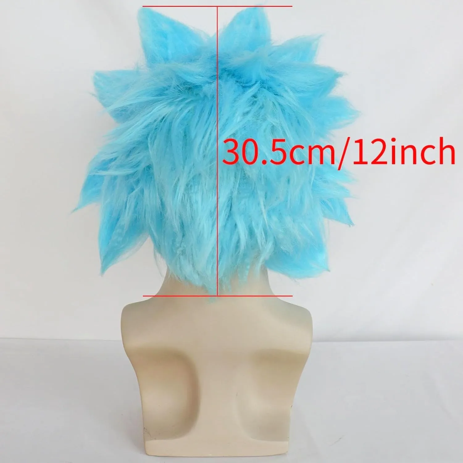 JoneTing Short Blue Spiky Wig 【 Hair Cap  Unibrow】 Short Blue Spiked Wigs for Men Blued Cosplay Wig Adults Blued Funny Wigs for Halloween Peluca Azul Party for Anime Cosplay