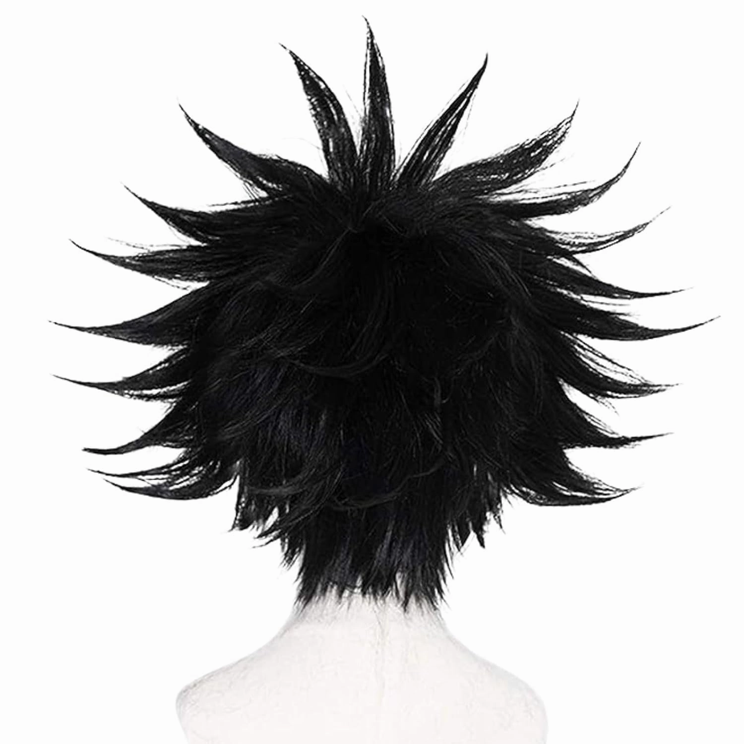 JoneTing Black Layered Wig 【 Hair Cap】 Cosplay Costume Synthetic Short Black Spiky Wigs for Halloween Black Hair for Boy Anime Cospaly Peluca Negra for Mens Wig