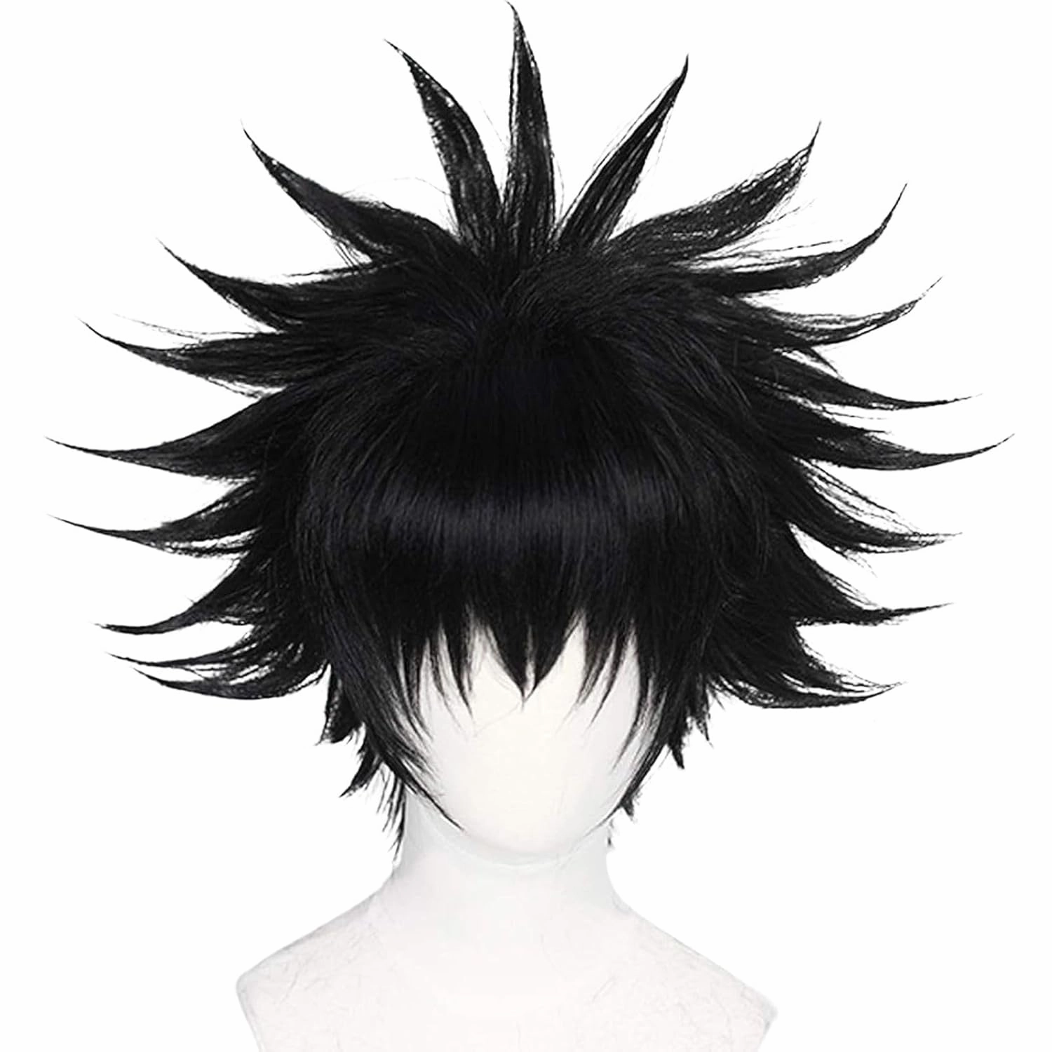 JoneTing Black Layered Wig 【 Hair Cap】 Cosplay Costume Synthetic Short Black Spiky Wigs for Halloween Black Hair for Boy Anime Cospaly Peluca Negra for Mens Wig
