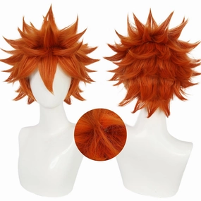 JoneTing Hinata Wig【 Hair Cap】 Short Orange Spiky Wig with Bangs Men's Wavy Orange Wigs Hinata Cosplay Costume Hair Oranging Spiky Hairs with Bangs Cosplay Halloween Theme Party Costume Outfit