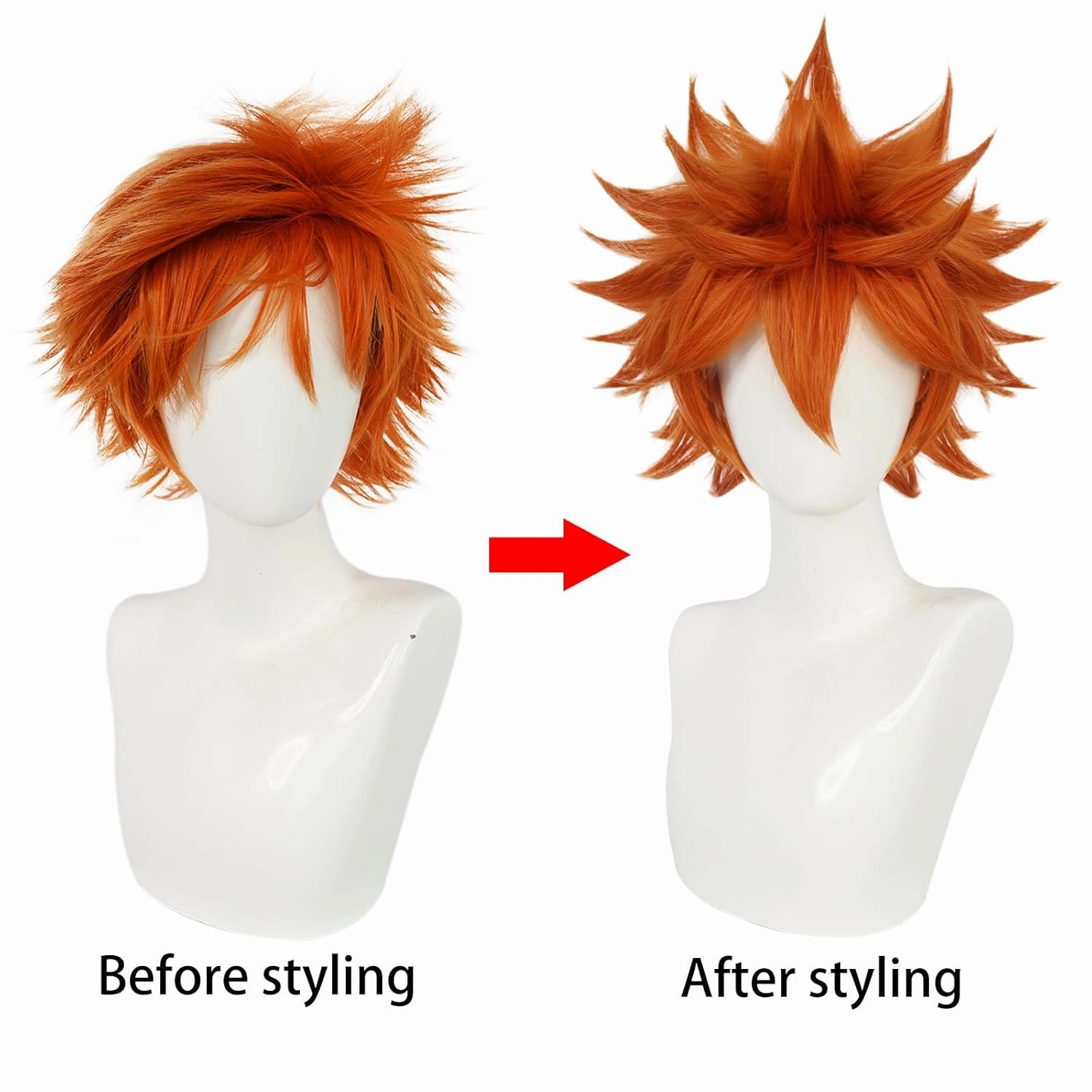 JoneTing Hinata Wig【 Hair Cap】 Short Orange Spiky Wig with Bangs Men's Wavy Orange Wigs Hinata Cosplay Costume Hair Oranging Spiky Hairs with Bangs Cosplay Halloween Theme Party Costume Outfit