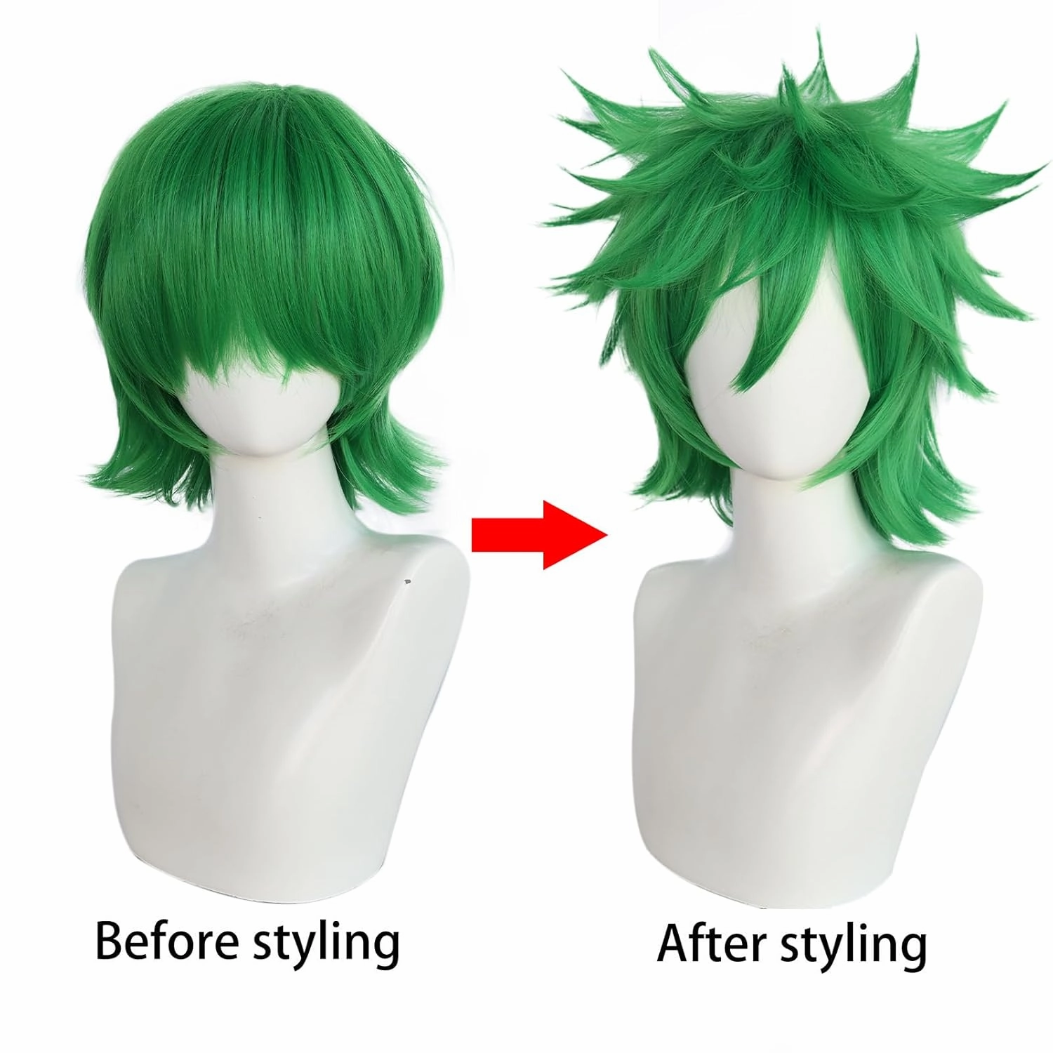 JoneTing St Patrick's Day Short Green Spiky Wigs【 Wig Cap】 for Men Spiky Green Wig with BangsShort Green Spiky Wig with Bangs Light Green Spiky Messsy Wig Cosplay Halloween Theme Party Costume Outfit