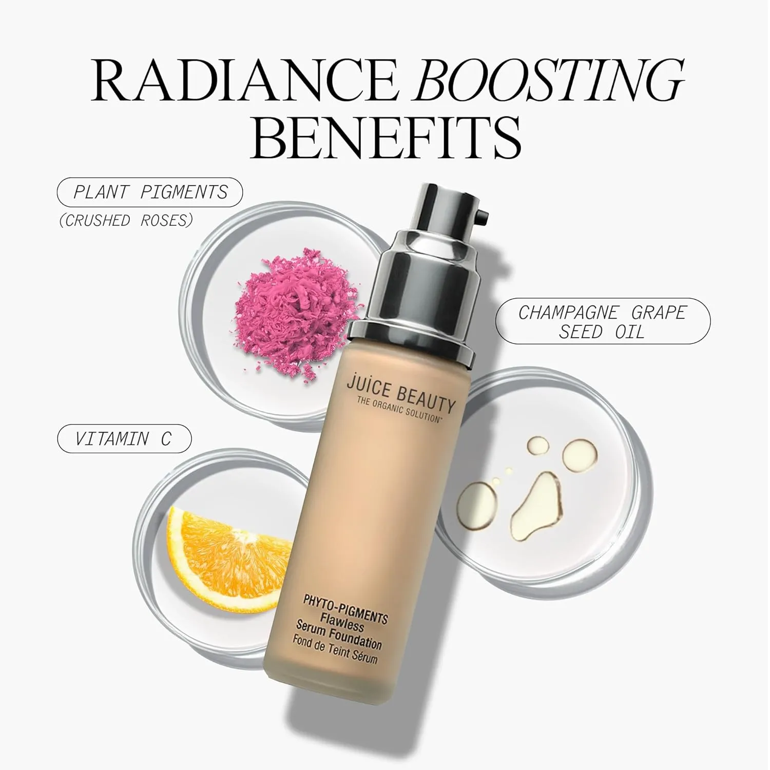 Juice Beauty Phyto-Pigments Flawless Serum Foundation - 23 Medium Tawny - 30 mL - Medium-to-Full, Long-Lasting Coverage - Reduces Look of Wrinkles   Pores - Vegan, Cruelty Free