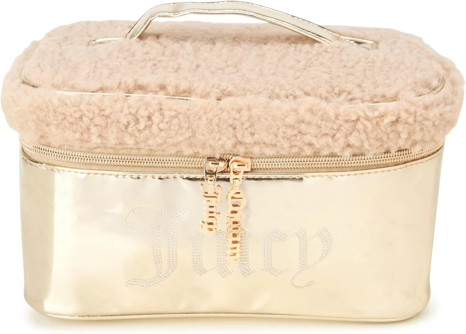 Juicy Couture Women's Cosmetics Bag - Travel Makeup and Toiletries Train Case Organizer, Gold