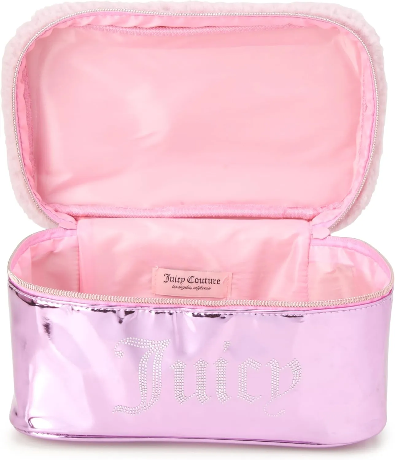 Juicy Couture Women's Cosmetics Bag - Travel Makeup and Toiletries Train Case Organizer, Pink