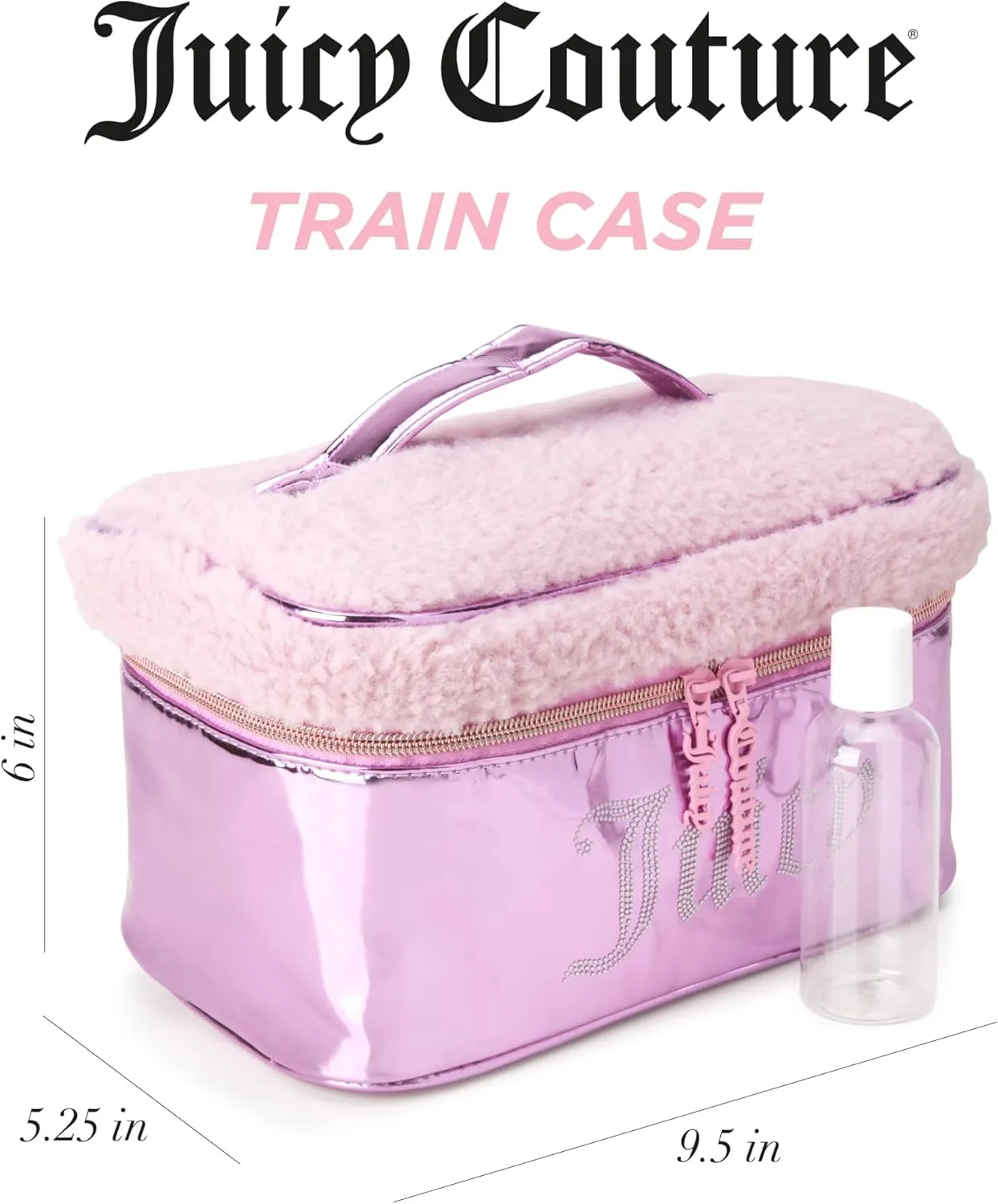 Juicy Couture Women's Cosmetics Bag - Travel Makeup and Toiletries Train Case Organizer, Pink