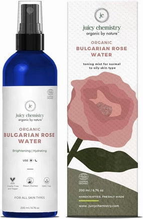 Juicy Chemistry.. Organic Rose Water (Hydrosol), 200 ml | Face Toner for Glowing, Brighter and Hydrated Skin | Made with Bulgarian Damask Roses - Clinically Tested