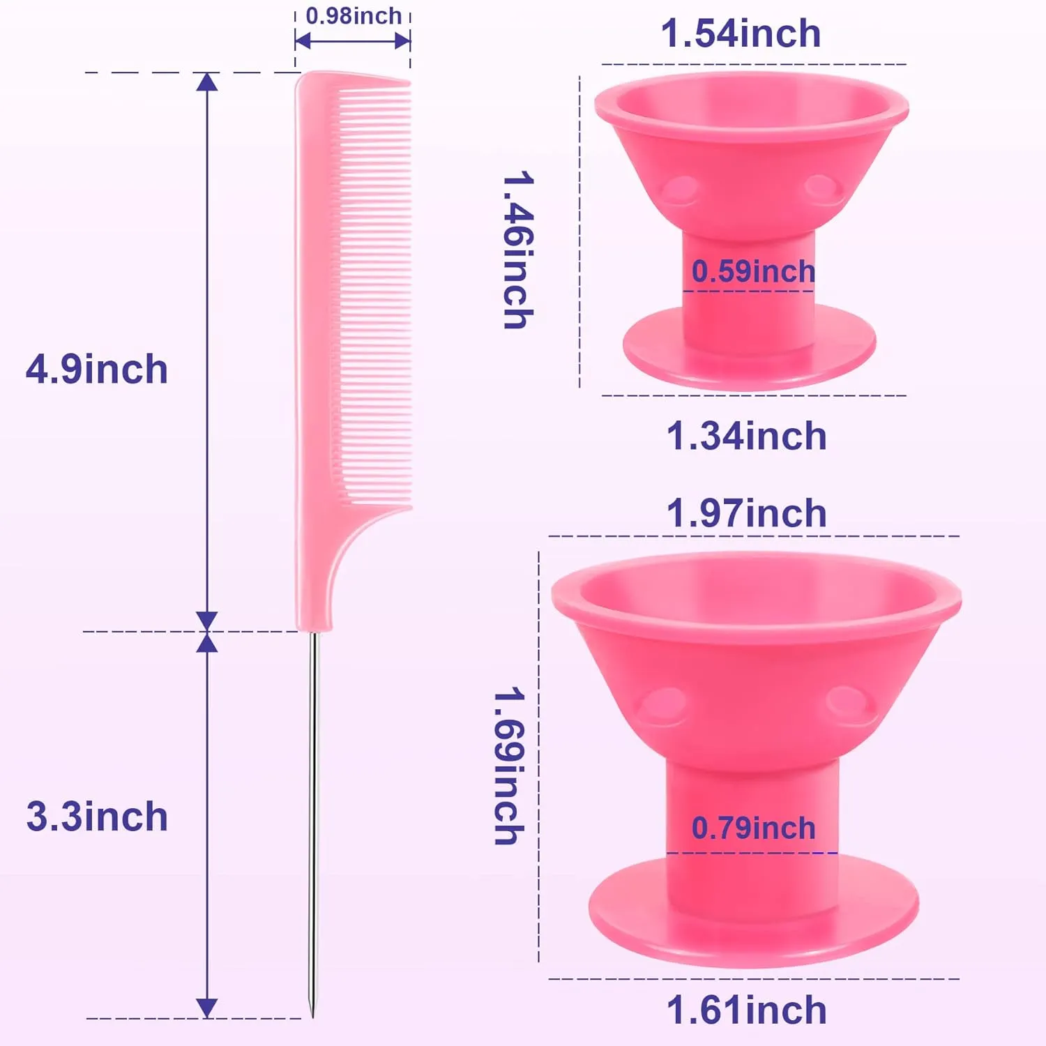 JULBEAR Heatless Silicone Hair Curling Rod Set for Women and Girls - 60 Pcs Pink Magic Rollers with Headband, 2 Combs, Large and Small Curlers for Long and Short Hair