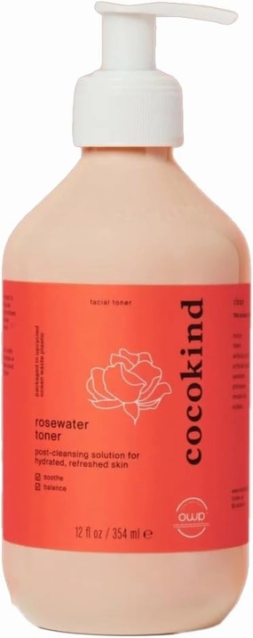 Jumbo Rosewater Facial Toner by Cocokind, Multipurpose Spray to Set Makeup, Double Cleanse, and Balance Skins pH, Made with Rose Hydrosol, 12 Fl Oz