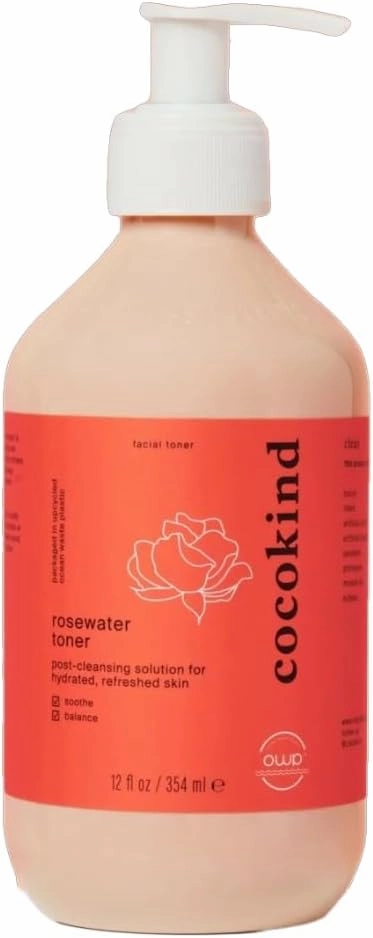 Jumbo Rosewater Facial Toner by Cocokind, Multipurpose Spray to Set Makeup, Double Cleanse, and Balance Skins pH, Made with Rose Hydrosol, 12 Fl Oz