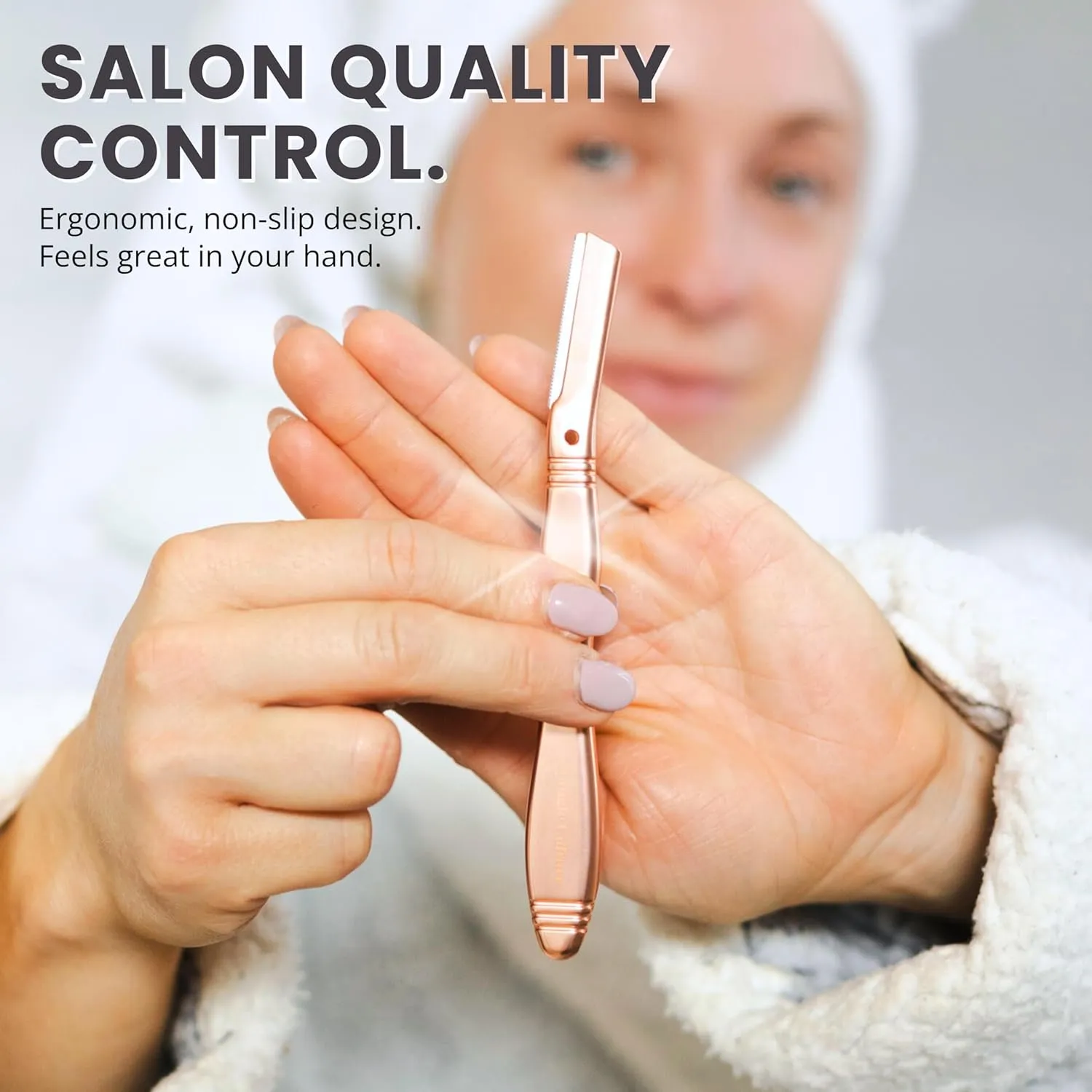 Jungle Culture Dermaplaning Tool – Facial Razor for Women with 5 Refill Blades – Reusable Eyebrow Shaper & Exfoliator – Rose Gold