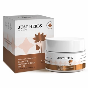 Just Herbs Saffron   White Lotus Radiance Booster Cream with SPF 30  for Brighter Complexion | For Men & Women- 50g