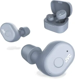 JVC Truly Wireless Earbuds Headphones, Bluetooth 5.0, Water Resistance(Ipx5), Long Battery Life (4 10 Hours), Secure and Comfort Fit with Memory Foam Earpieces - HAA10TH (Misty Gray)