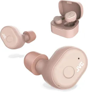 JVC Truly Wireless Earbuds Headphones, Bluetooth 5.0, Water Resistance(Ipx5), Long Battery Life (4 10 Hours), Secure and Comfort Fit with Memory Foam Earpieces - HAA10TP (Pink)