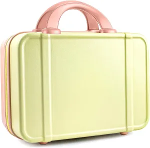 JZRSuitcase 13 Inch Hard Shell Portable Makeup Case Travel Cosmetic Organizer with Elastic Bands, Mini Carry-On ABS Toiletry Bag for Women