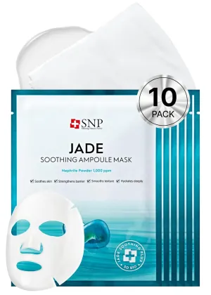 [K Beauty] Jade Soothing Ampoule Sheet Mask | Cleansing and Purifying All Sensitive Skin Types | Calming, Hydrating, and Moisturizing Facial Skin | Korean Face Masks Skincare | 10 Sheets