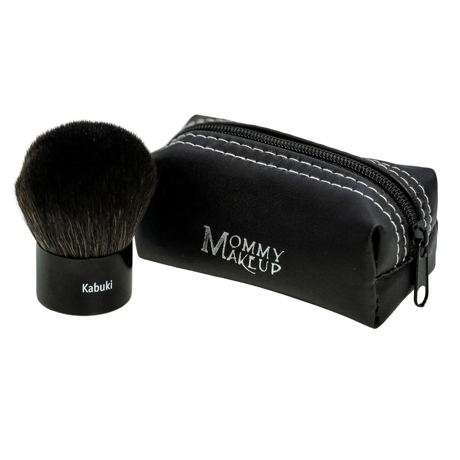 Kabuki Foundation Brush - Premium Synthetic Vegan Bristles, Soft & Compact for Smooth & Flawless Application - Mini Pressed Powder Travel Brush, Cruelty-Free by Mommy Makeup